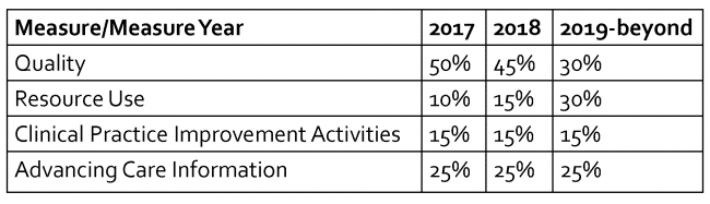 Performance category weighting